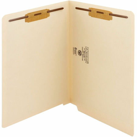 Smead Straight Tab Cut Letter Recycled Fastener Folder - 8 1/2’’ x 11’’ - 3/4’’ Expansion - 2 2B Fastener(s) - 2’’