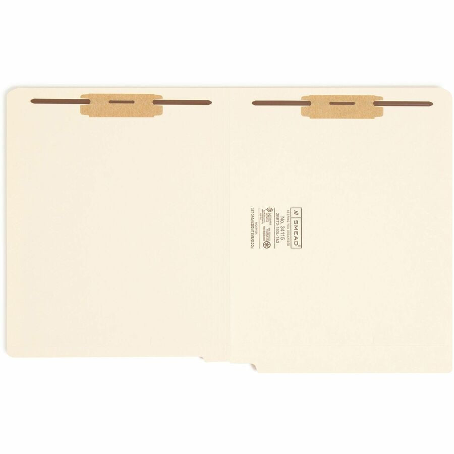 Smead Straight Tab Cut Letter Recycled Fastener Folder - 8 1/2’’ x 11’’ - 3/4’’ Expansion - 2 2B Fastener(s) - 2’’