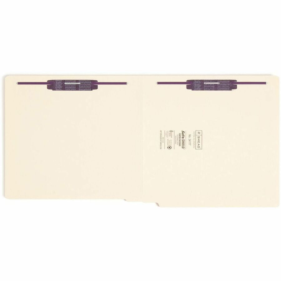 Smead Straight Tab Cut Letter Recycled Fastener Folder - 8 1/2’’ x 11’’ - 3/4’’ Expansion - 2 2S Fastener(s) - 2’’