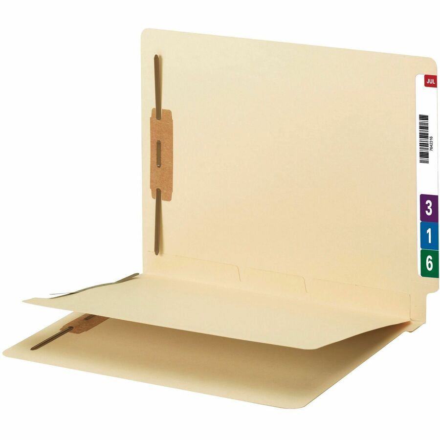 Smead Straight Tab Cut Letter Recycled Fastener Folder - 8 1/2’’ x 11’’ - 2 2B Fastener(s) - End Location - 1