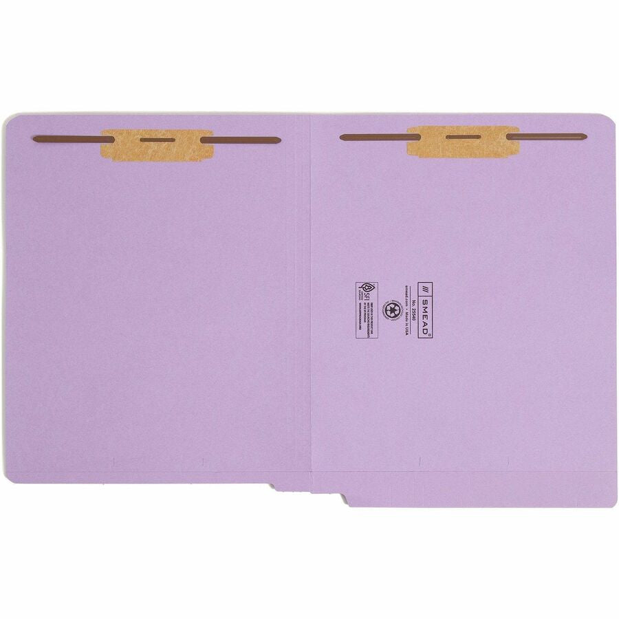 Smead Straight Tab Cut Letter Recycled Fastener Folder - 8 1/2’’ x 11’’ - 2 2B Fastener(s) - 2’’ Capacity - 11 pt.