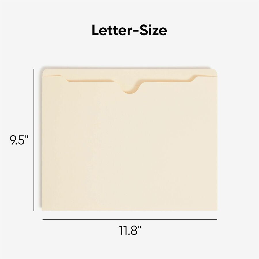 Smead Straight Tab Cut Letter Recycled File Jacket - 8 1/2’’ x 11’’ - 11 pt. - 2 Plys - Manila - Reinforced Slip