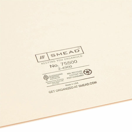Smead Straight Tab Cut Letter Recycled File Jacket - 8 1/2’’ x 11’’ - 11 pt. - 2 Plys - Manila - Reinforced Slip