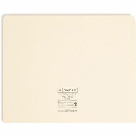 Smead Straight Tab Cut Letter Recycled File Jacket - 8 1/2’’ x 11’’ - 11 pt. - 2 Plys - Manila - Reinforced Slip