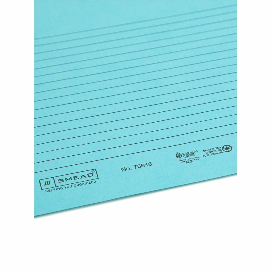 Smead Straight Tab Cut Letter Recycled File Jacket - 8 1/2’’ x 11’’ - 2 Plys - Aqua Goldenrod Pink Yellow - Preprinted