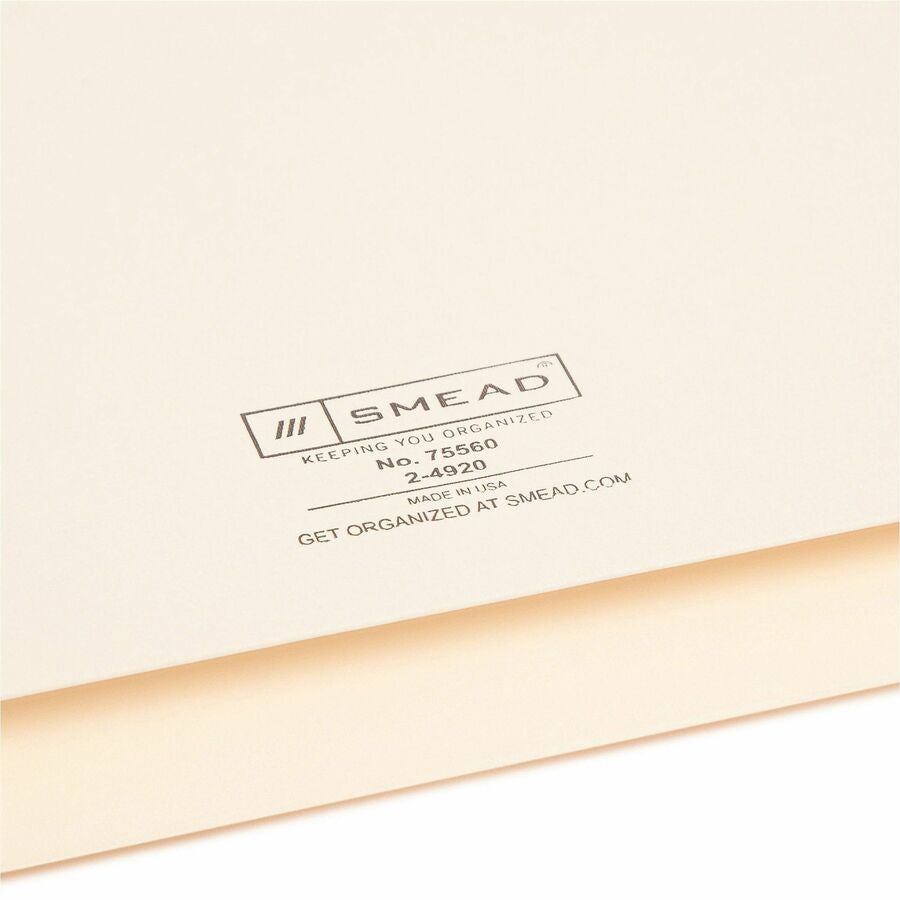Smead Straight Tab Cut Letter Recycled File Jacket - 8 1/2’’ x 11’’ - 2’’ Expansion - 11 pt. - 2 Plys - Manila - Filing