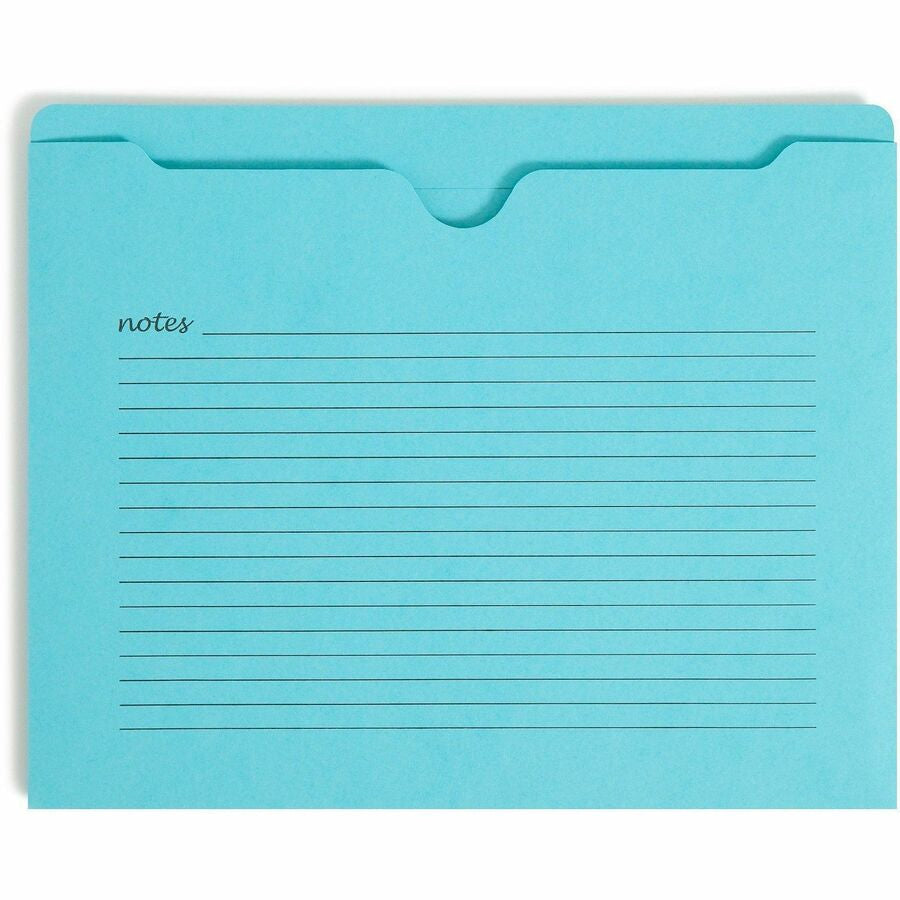 Smead Straight Tab Cut Letter Recycled File Jacket - 8 1/2’’ x 11’’ - 2 Plys - Aqua Goldenrod Pink Yellow - Preprinted