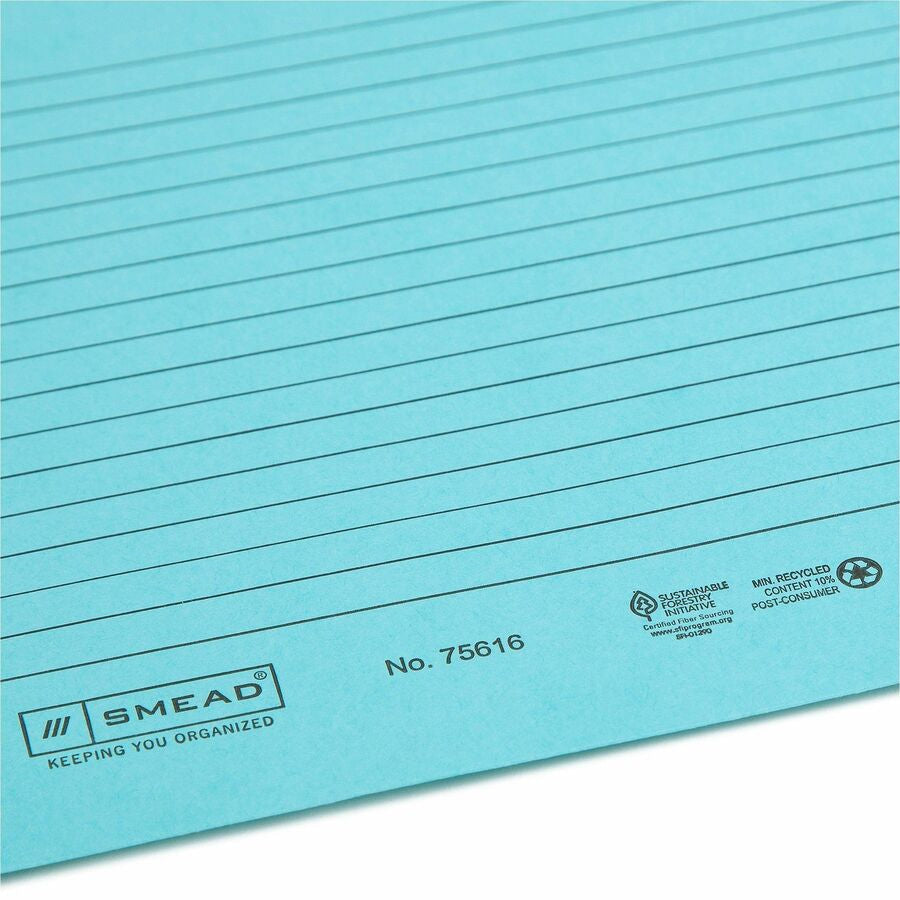 Smead Straight Tab Cut Letter Recycled File Jacket - 8 1/2’’ x 11’’ - 2 Plys - Aqua Goldenrod Pink Yellow - Preprinted
