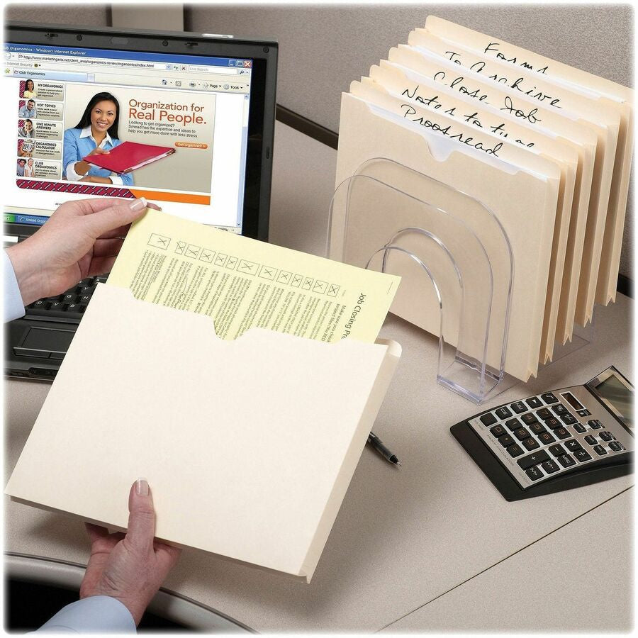 Smead Straight Tab Cut Letter Recycled File Jacket - 8 1/2’’ x 11’’ - 2’’ Expansion - Top Location - 11 pt. - 2 Plys