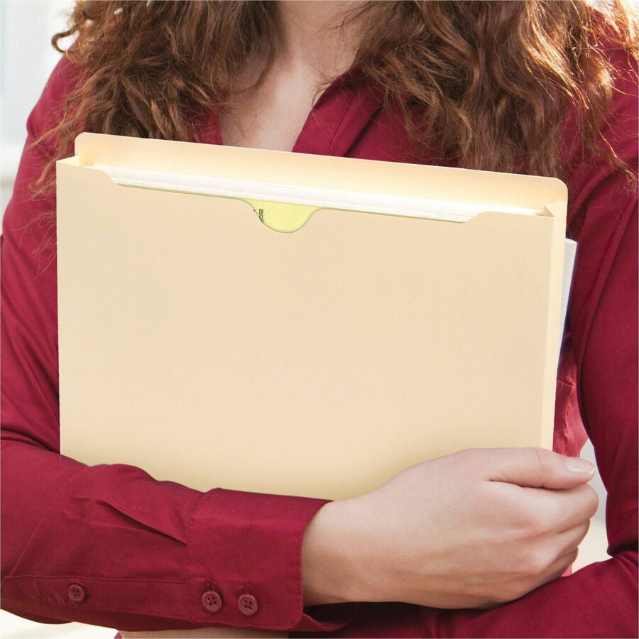 Smead Straight Tab Cut Letter Recycled File Jacket - 8 1/2’’ x 11’’ - 2’’ Expansion - 11 pt. - 2 Plys - Manila - Filing