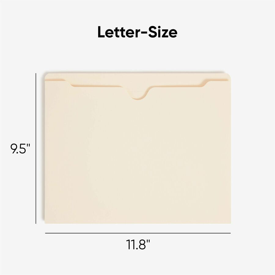 Smead Straight Tab Cut Letter Recycled File Jacket - 8 1/2’’ x 11’’ - 2’’ Expansion - 11 pt. - 2 Plys - Manila - Filing