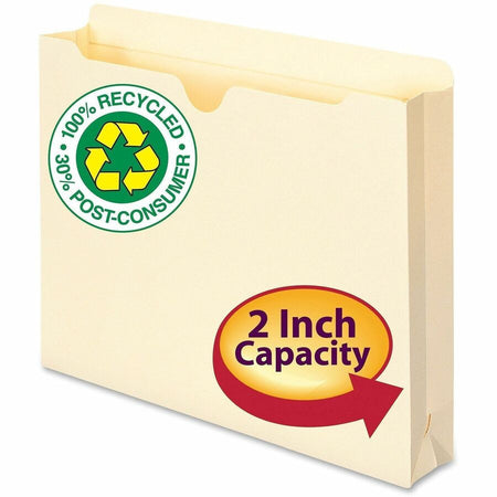 Smead Straight Tab Cut Letter Recycled File Jacket - 8 1/2’’ x 11’’ - 2’’ Expansion - Top Location - 11 pt. - 2 Plys