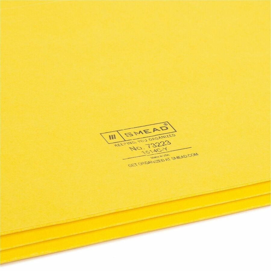 Smead Straight Tab Cut Letter Recycled File Pocket - 8 1/2’’ x 11’’ - 1 3/4’’ Expansion - Top Location - 9 pt. - Yellow