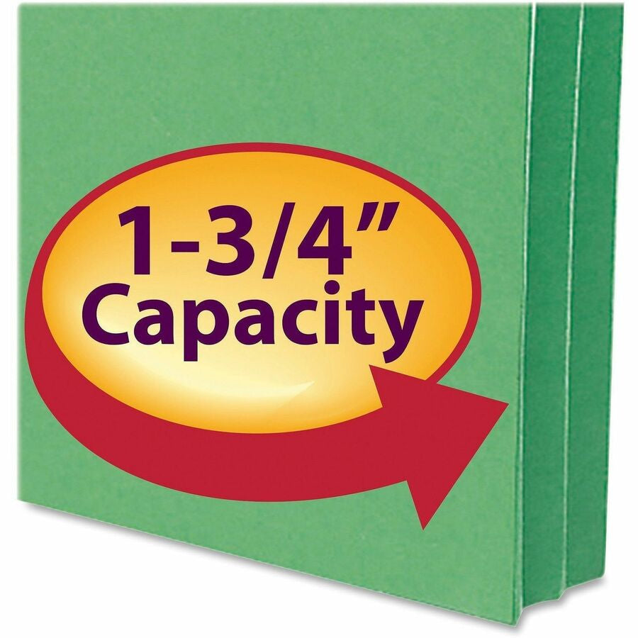 Smead Straight Tab Cut Letter Recycled File Pocket - 8 1/2’’ x 11’’ - 1 3/4’’ Expansion - Top Location - 9 pt. - Card