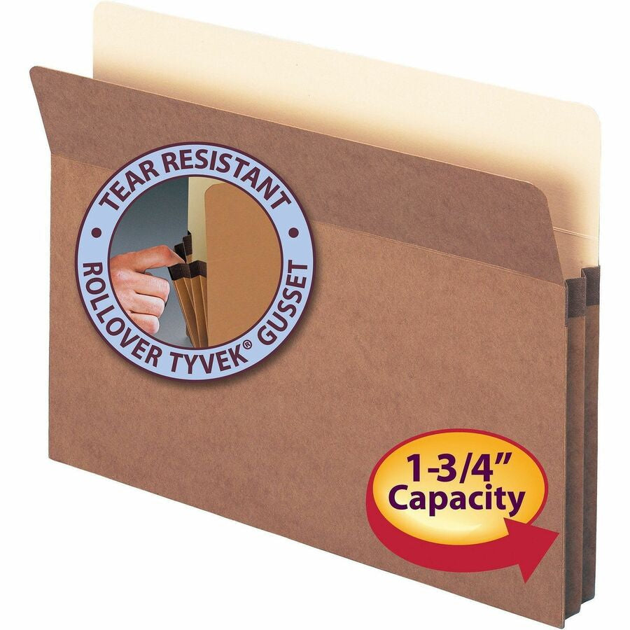 Smead Straight Tab Cut Letter Recycled File Pocket - 8 1/2’’ x 11’’ - 1 3/4’’ Expansion - Top Location - 12.5 pt.