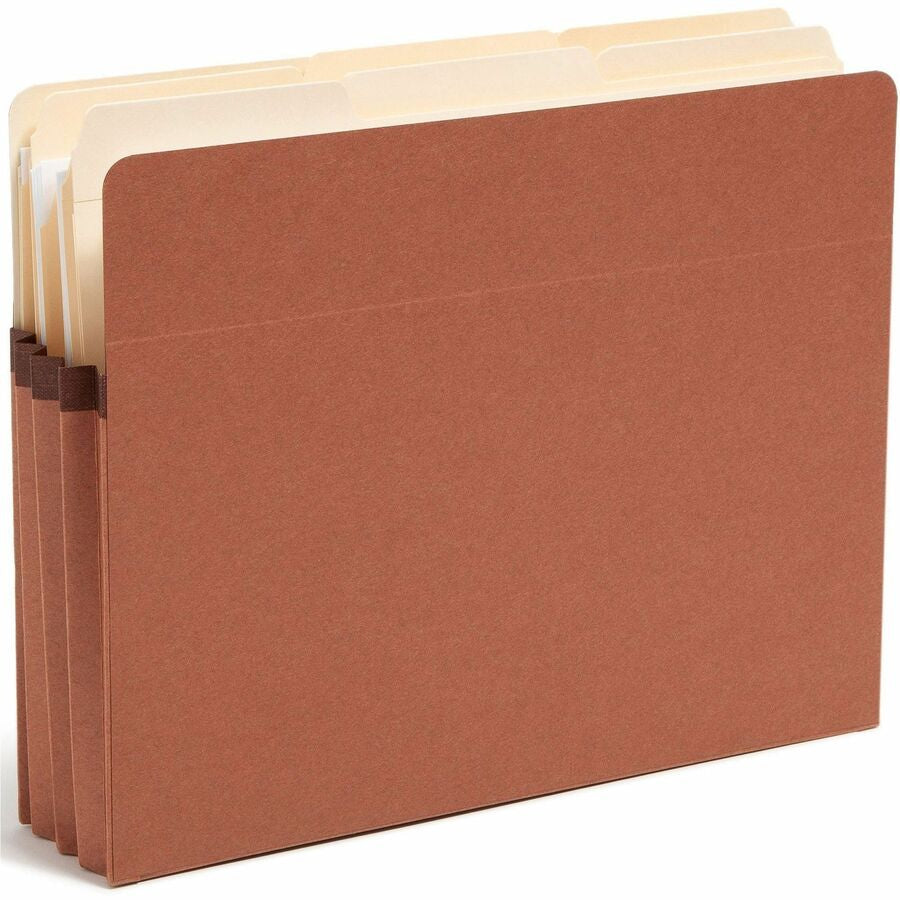 Smead Straight Tab Cut Letter Recycled File Pocket - 8 1/2’’ x 11’’ - 3 Expansion - Top Location - 12.5 pt. - Redrope