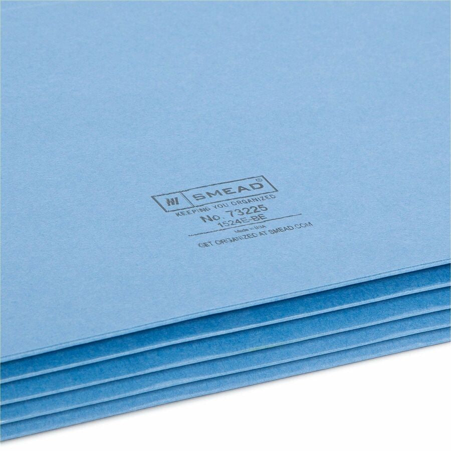 Smead Straight Tab Cut Letter Recycled File Pocket - 8 1/2’’ x 11’’ - 3 Expansion - Top Location - 9 pt. - Blue