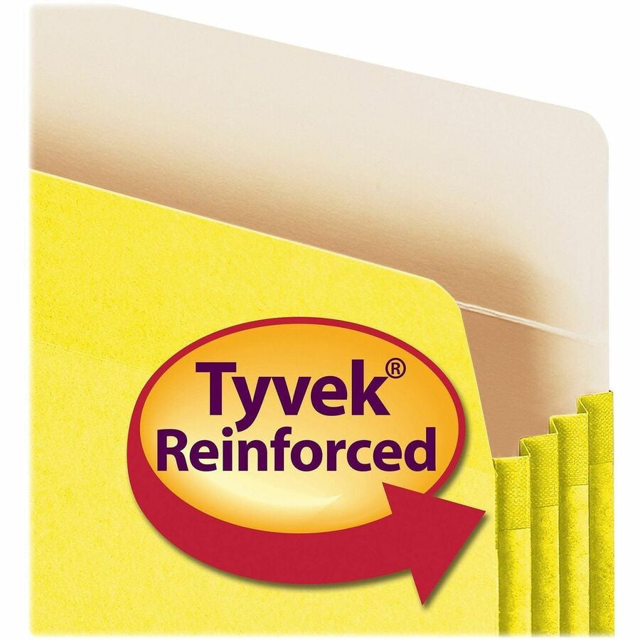 Smead Straight Tab Cut Letter Recycled File Pocket - 8 1/2’’ x 11’’ - 3 Expansion - Top Location - Card Stock - Yellow