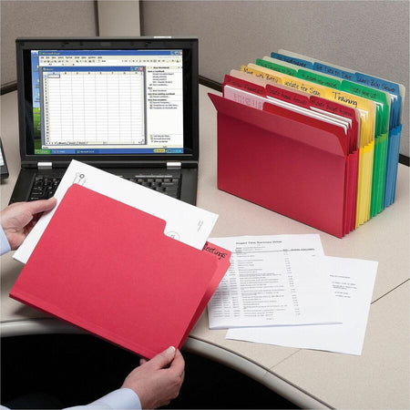 Smead Straight Tab Cut Letter Recycled File Pocket - 8 1/2’’ x 11’’ - 3 Expansion - Top Location - Filing Jackets &