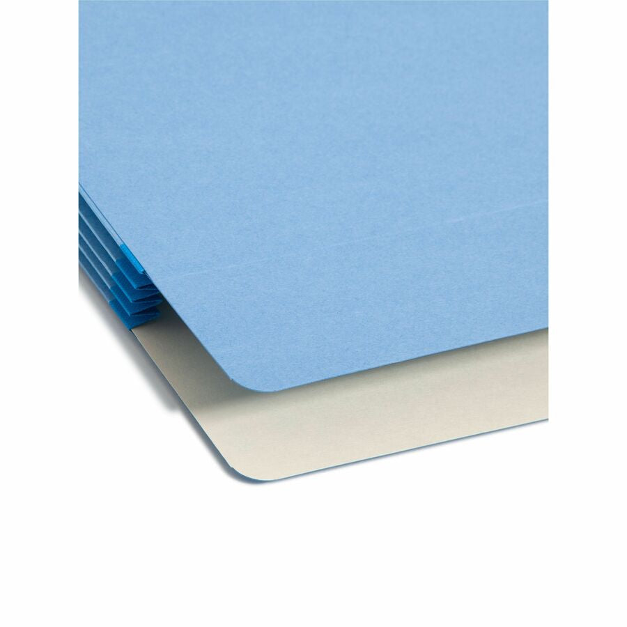 Smead Straight Tab Cut Letter Recycled File Pocket - 8 1/2’’ x 11’’ - 3 Expansion - Top Location - 9 pt. - Blue