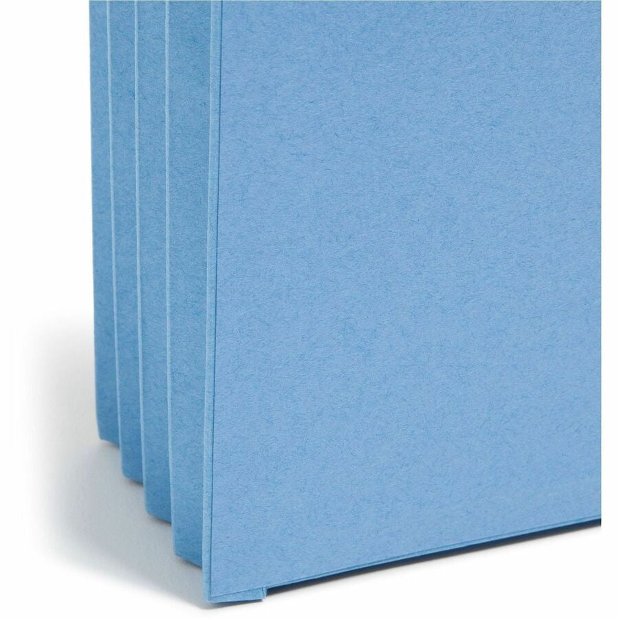Smead Straight Tab Cut Letter Recycled File Pocket - 8 1/2’’ x 11’’ - 3 Expansion - Top Location - 9 pt. - Blue