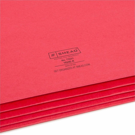 Smead Straight Tab Cut Letter Recycled File Pocket - 8 1/2’’ x 11’’ - 3 Expansion - Top Location - 9 pt. - Red - Filing