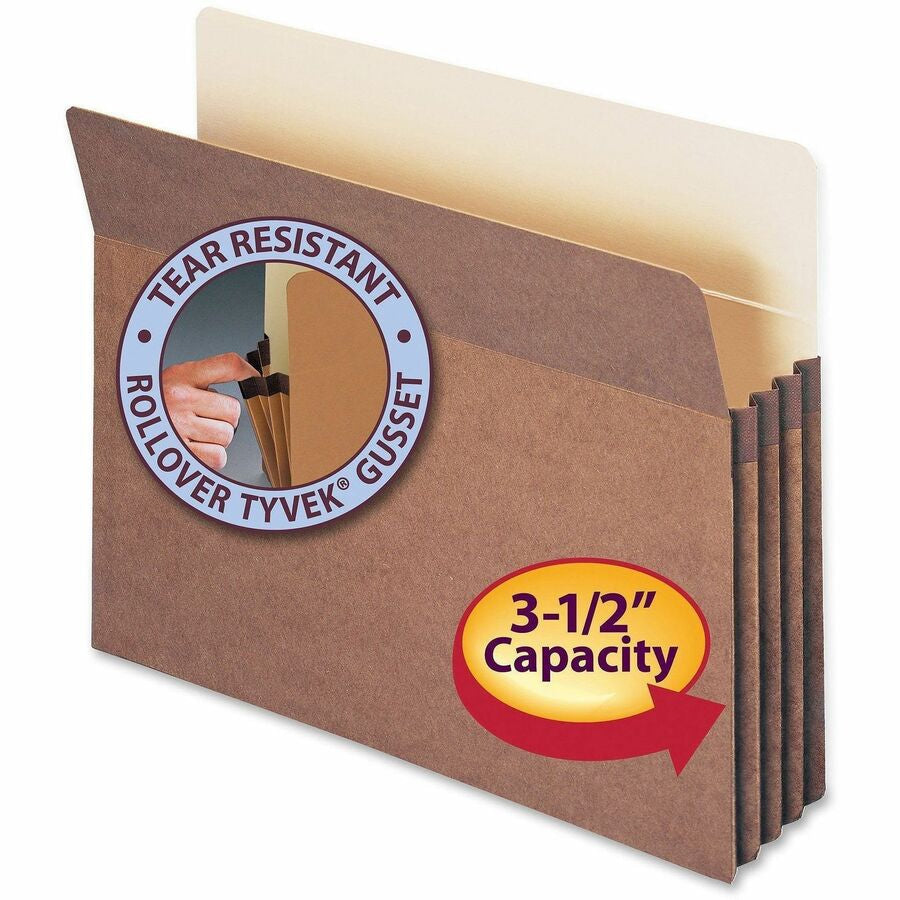 Smead Straight Tab Cut Letter Recycled File Pocket - 8 1/2’’ x 11’’ - 3 Expansion - Top Location - 12.5 pt. - Redrope