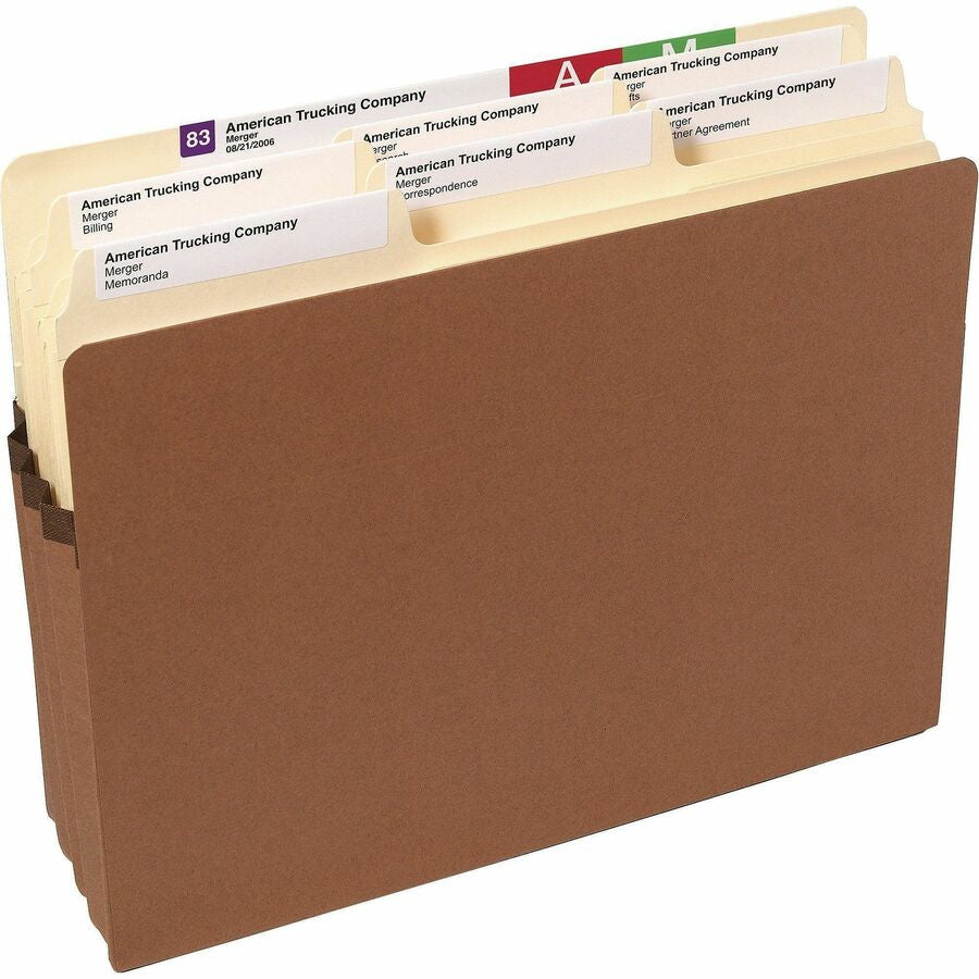 Smead Straight Tab Cut Letter Recycled File Pocket - 8 1/2’’ x 11’’ - 3 Expansion - Redrope - Tear Proof Gusset