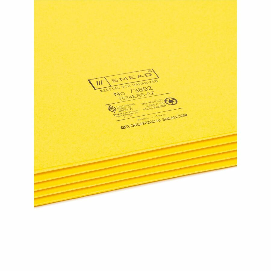 Smead Straight Tab Cut Letter Recycled File Pocket - 8 1/2’’ x 11’’ - 3 Expansion - Card Stock - Filing Jackets &
