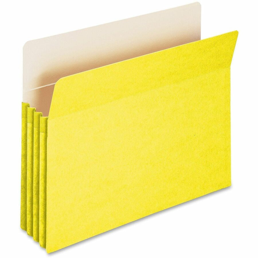 Smead Straight Tab Cut Letter Recycled File Pocket - 8 1/2’’ x 11’’ - 3 Expansion - Top Location - Card Stock - Yellow