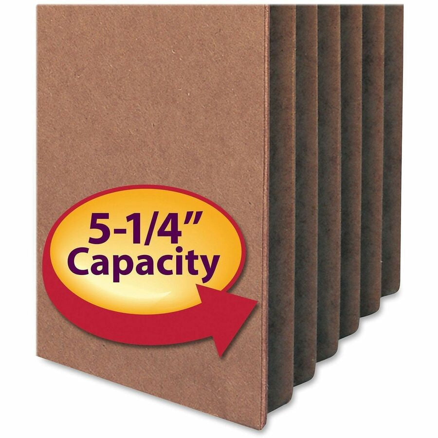 Smead Straight Tab Cut Letter Recycled File Pocket - 8 1/2’’ x 11’’ - 5 1/4’’ Expansion - Redrope - Tear Proof Gusset