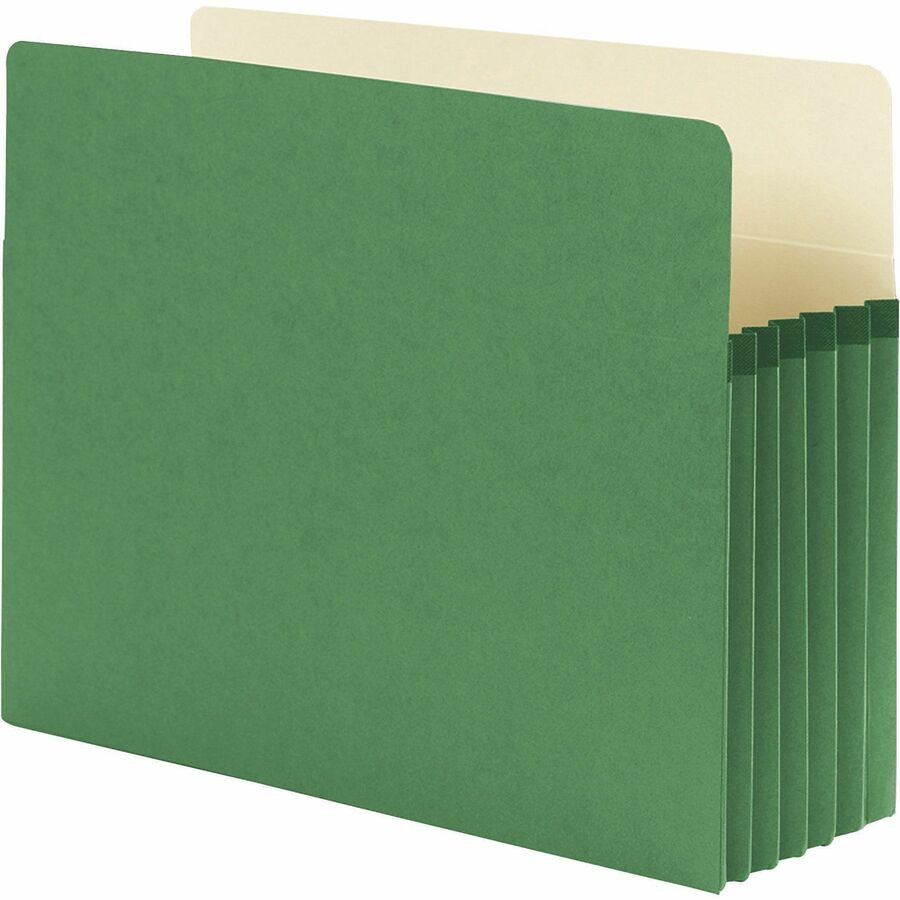 Smead Straight Tab Cut Letter Recycled File Pocket - 8 1/2’’ x 11’’ - 5 1/4’’ Expansion - Top Location - 9 pt. - Green