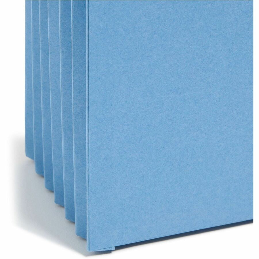 Smead Straight Tab Cut Letter Recycled File Pocket - 8 1/2’’ x 11’’ - 5 1/4’’ Expansion - Top Location - 9 pt. - Blue