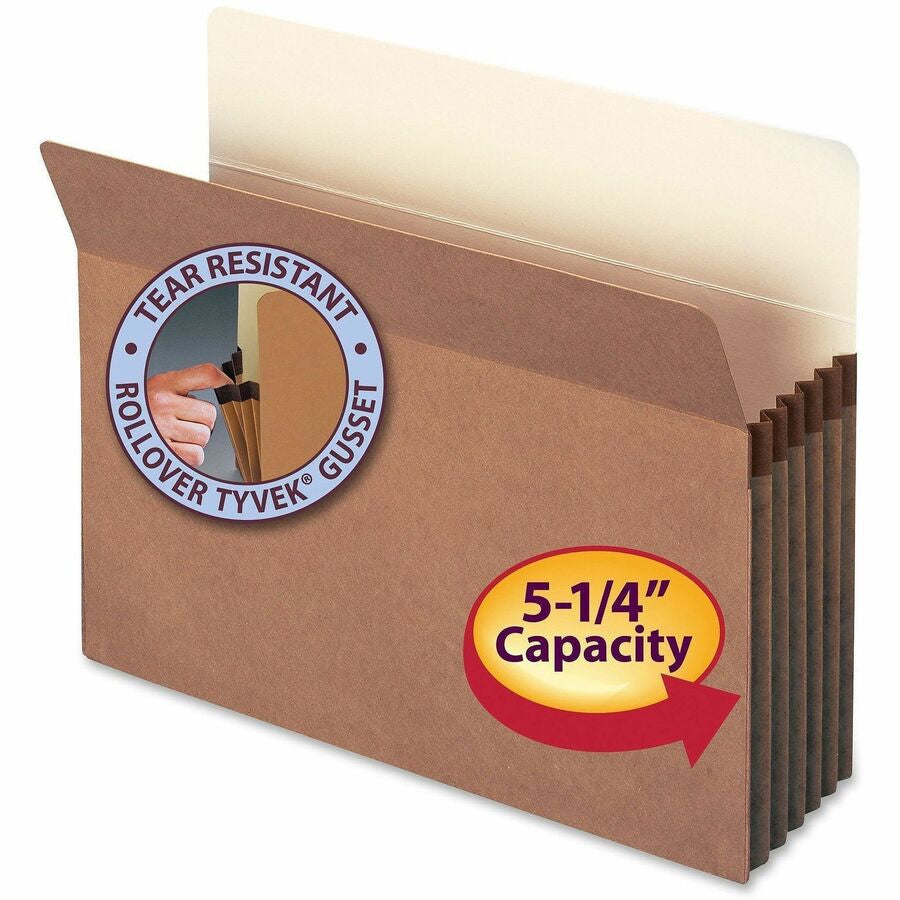 Smead Straight Tab Cut Letter Recycled File Pocket - 8 1/2’’ x 11’’ - 5 1/4’’ Expansion - Top Location - 12.5 pt.