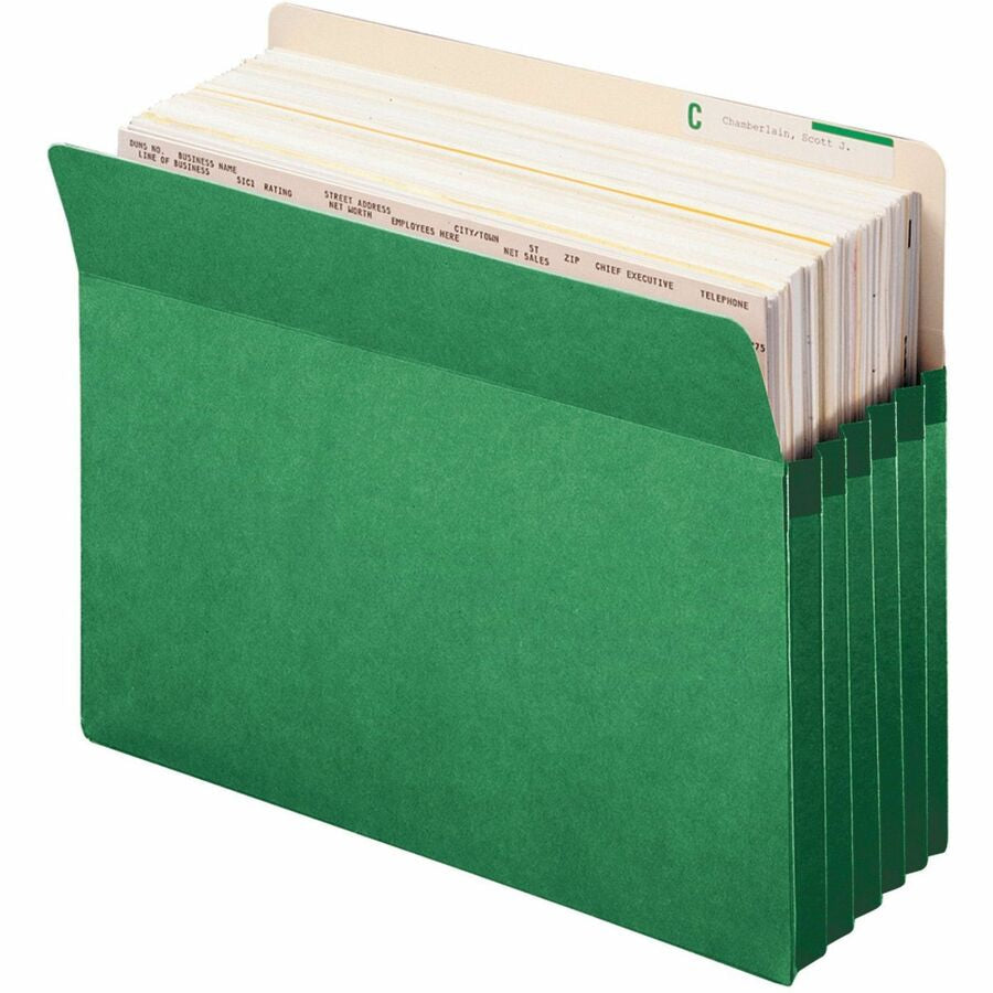 Smead Straight Tab Cut Letter Recycled File Pocket - 8 1/2’’ x 11’’ - 5 1/4’’ Expansion - Top Location - 9 pt. - Green