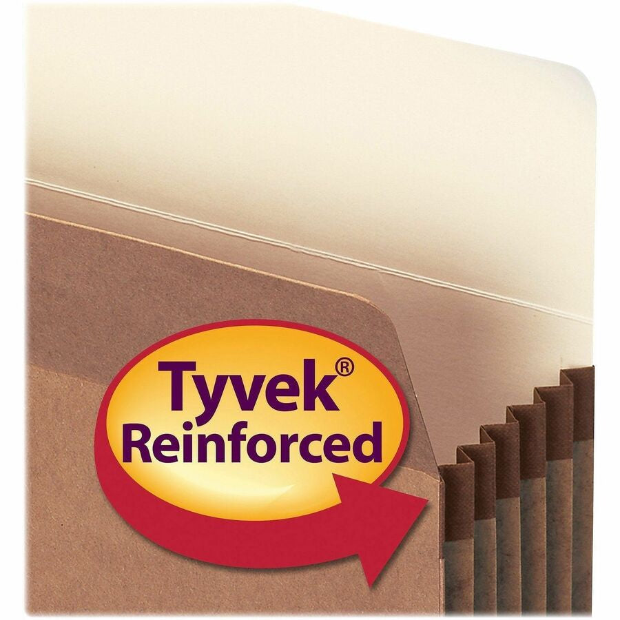 Smead Straight Tab Cut Letter Recycled File Pocket - 8 1/2’’ x 11’’ - 5 1/4’’ Expansion - Redrope - Tear Proof Gusset
