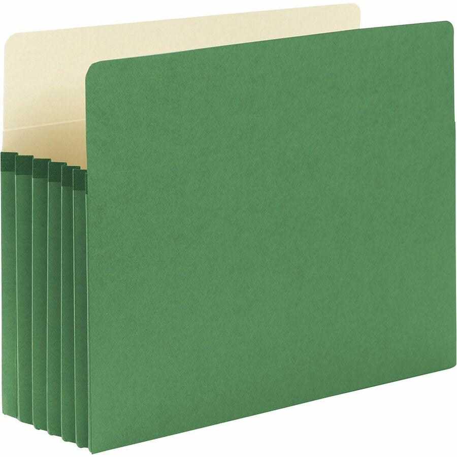 Smead Straight Tab Cut Letter Recycled File Pocket - 8 1/2’’ x 11’’ - 5 1/4’’ Expansion - Top Location - 9 pt. - Green