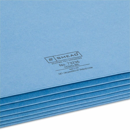 Smead Straight Tab Cut Letter Recycled File Pocket - 8 1/2’’ x 11’’ - 5 1/4’’ Expansion - Top Location - 9 pt. - Blue
