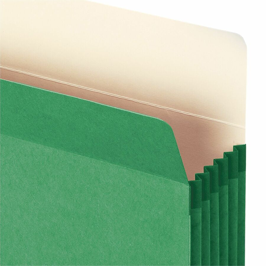 Smead Straight Tab Cut Letter Recycled File Pocket - 8 1/2’’ x 11’’ - 5 1/4’’ Expansion - Top Location - 9 pt. - Green