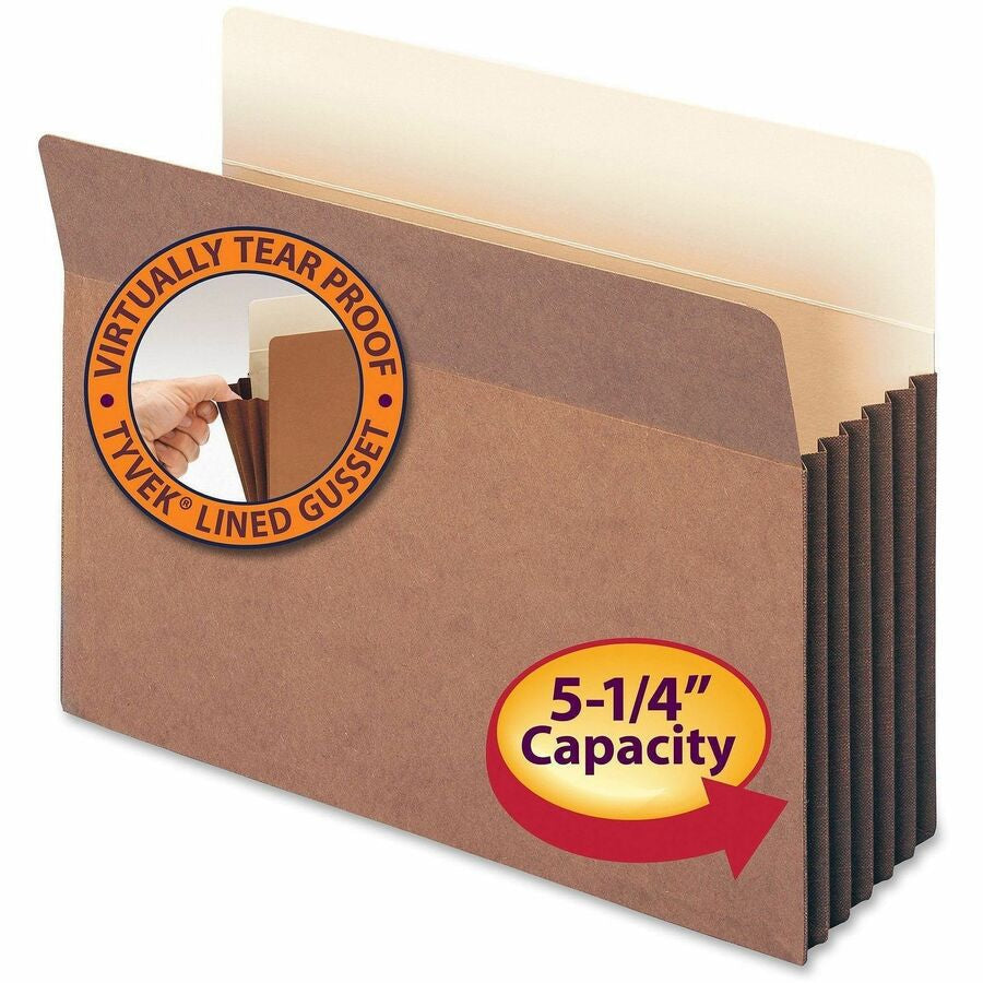 Smead Straight Tab Cut Letter Recycled File Pocket - 8 1/2’’ x 11’’ - 5 1/4’’ Expansion - Top Location - 12.5 pt.