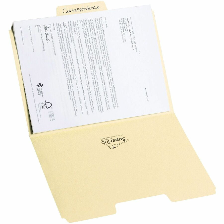 Smead SuperTab 1/3 Tab Cut Letter Recycled Top Tab File Folder - Alternate-Image4
