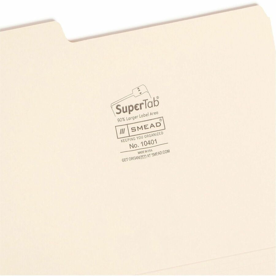 Smead SuperTab 1/3 Tab Cut Letter Recycled Top Tab File Folder - Right