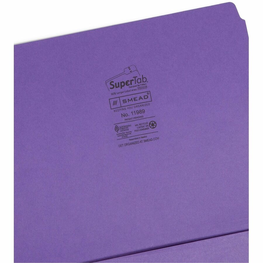Smead SuperTab 1/3 Tab Cut Letter Recycled Top Tab File Folder - Right