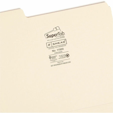 Smead SuperTab 1/3 Tab Cut Letter Recycled Top Tab File Folder - Right