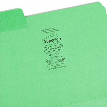 Smead SuperTab 1/3 Tab Cut Letter Recycled Top Tab File Folder - Right