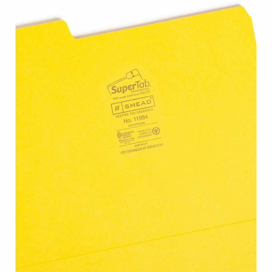 Smead SuperTab 1/3 Tab Cut Letter Recycled Top Tab File Folder - Alternate-Image3
