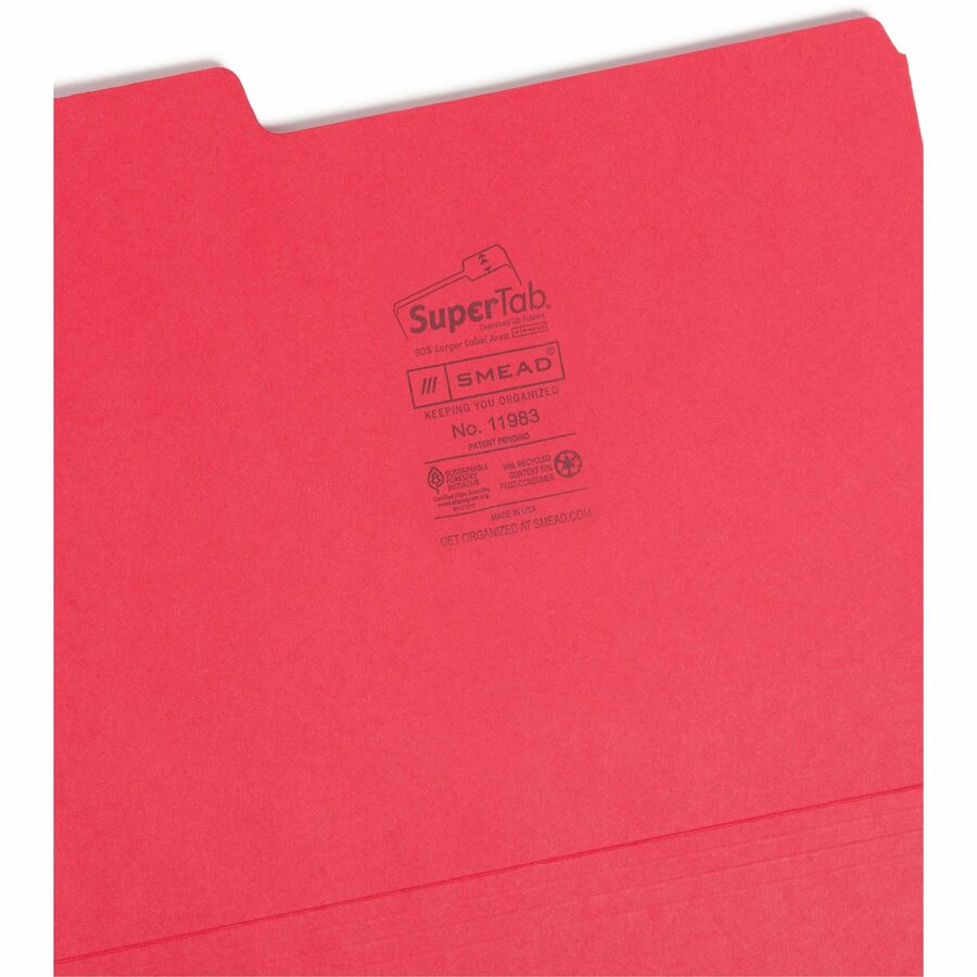 Smead SuperTab 1/3 Tab Cut Letter Recycled Top Tab File Folder - Alternate-Image3