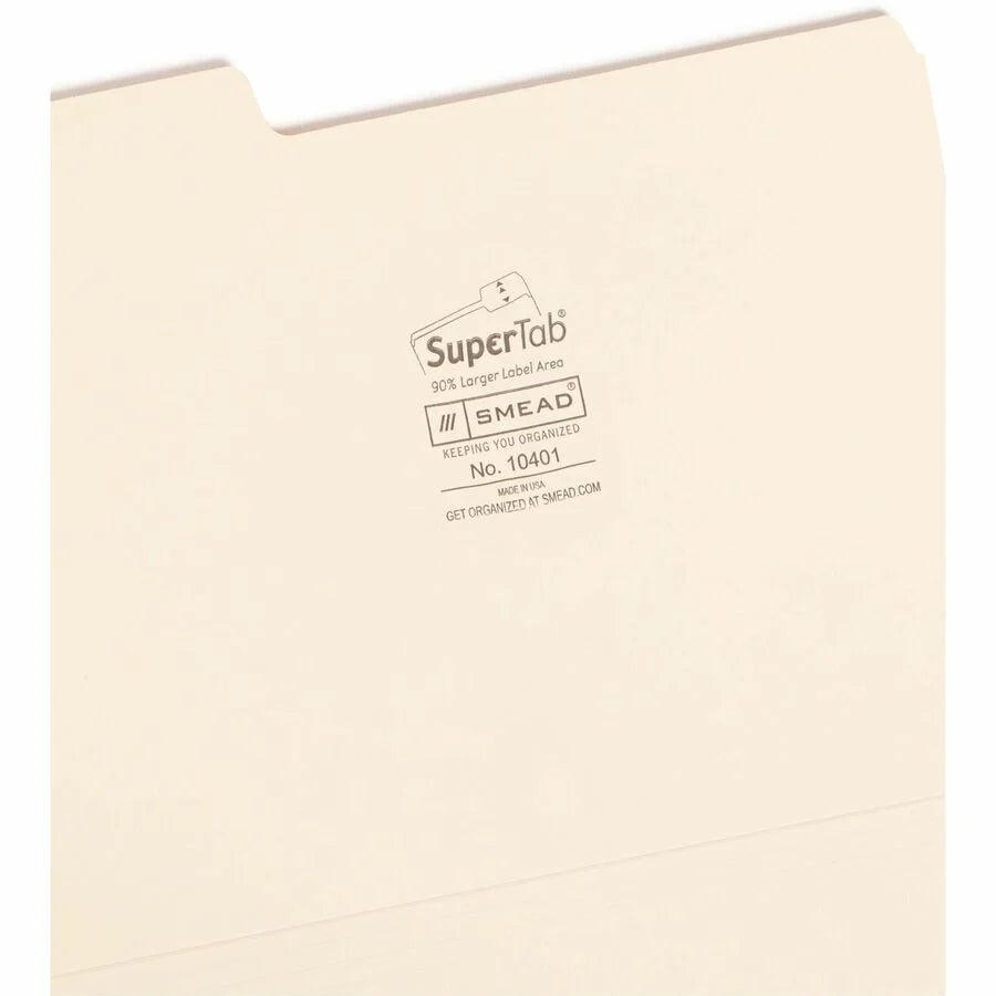 Smead SuperTab File Folders: Durable Heavyweight 10% Recycled - 50/Box - Top Tab Folders