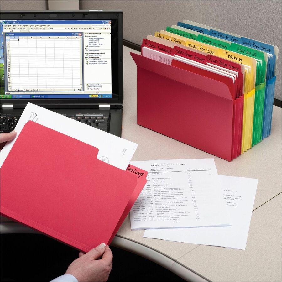 Smead SuperTab Recycled File Folders - 1/3 Tab Cut - Assorted Colors - 100/Box - Top