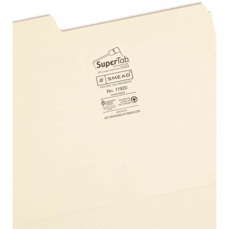 Smead SuperTab Recycled File Folders - Durable Manila - 24/Pack - Top Tab